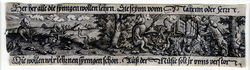Ornament design for brooch with central motif of Judith and servant placing the head of Holofernes in a bag
