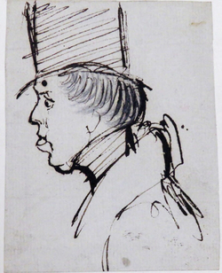 Caricature of the Head of a Man on a Top Hat