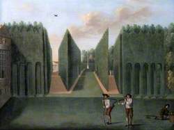 The Topiary Arcades and George II Column, Hartwell House, Buckinghamshire