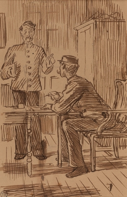 Soldier Talking to an Officer in the Orderly Room