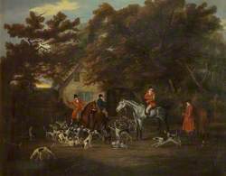 Huntsmen and Hounds Outside an Inn