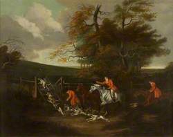 Huntsmen Encouraging the Hounds across a High Stile