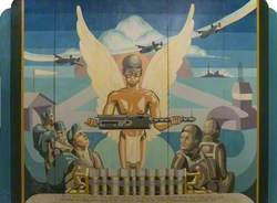 American Air Force Mural Featuring the Spirit of Aerial Combat