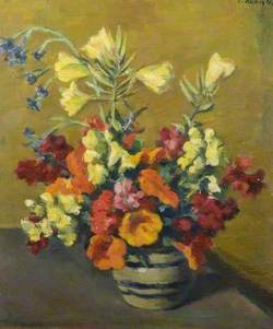 Still Life, Flowers Arranged in a Blue Striped Vase*