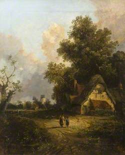 Thatched Cottage in a Pastoral Landscape