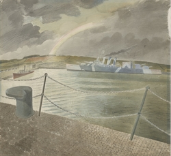 Rainbow and Camouflaged Ship