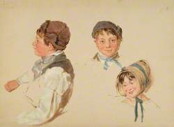 Heads of Children, Boy and Girl, Three Studies