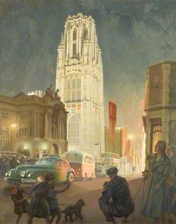 Coronation Time: The Flood-Lit Tower of Bristol University