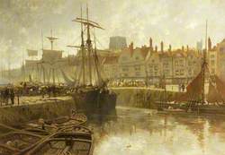 Bristol Docks, with Fishing Boats and Other Shipping at Anchor beside the Quayside