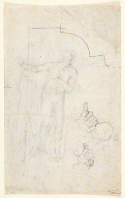 Two Studies of a Male Nude, Two Studies of a Left Hand, an Architectural Detail