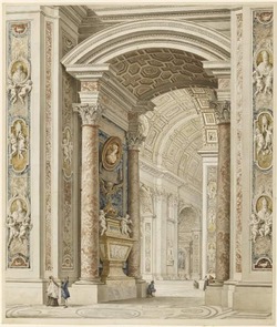 A view in St Peter's Rome, showing the tomb of Queen Christina of Sweden