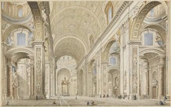 St Peter's Rome; a view of the nave looking towards the High-Altar