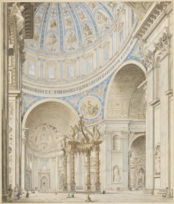 A view in St Peter's Rome; the crossing with the Hight-Altar and G.L. Bernini's baldachino