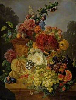 Flowers in an Urn, with Fruit