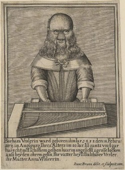 Barbara Urslerin playing her harpsichord