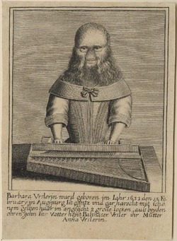 Barbara Urslerin playing her harpsicord