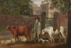 Man with Animals outside Whitehaven Castle