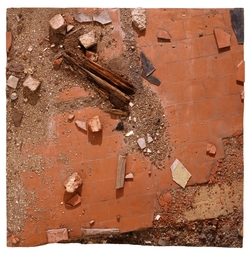 Study of Shattered Red Tiles with Old Bricks and Decaying Wood