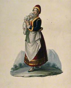 A Wet Nurse Dressed in Neapolitan Costume Holding a Baby