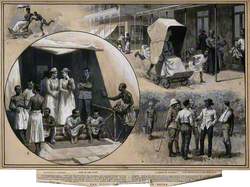 Boer War: Four Scenes from the First English Hospital in Beira, Mozambique, Depicting Staff, Patients and the Lady Superintendent, Mrs Goodman