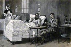 Boer War: Two Wounded Men, One Boer and One British, Playing at Cards in a Hospital Ward as a Nurse Looks on