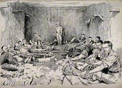 Boer War: Wounded British Soldiers Lying in a Wagon House Which Is Being Used as a Temporary Hospital