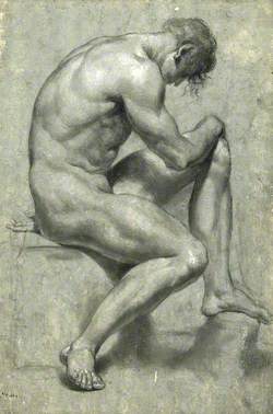 A Seated Male Nude with His Head Bowed