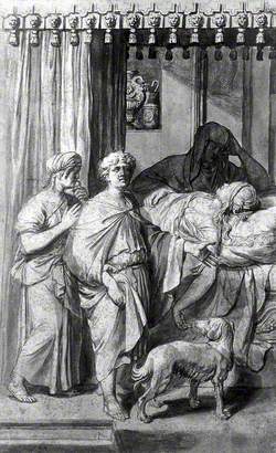 A Sick, Dying or Dead Woman Lying on a Bed in the Presence of Three Figures