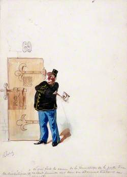 The Panama Canal: for an Enquiry into Its Financing, a Policeman Guards a Prison Cell in Which Some of the Principals Are Remanded