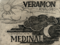 The Sun Shining amid White Clouds by Day, Advertising Veramon Analgesic Medicine, and the Moon Shining amid Black Clouds by Night, Advertising Medinal Hypnotic Medicine