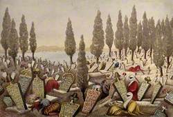 People Standing by Tombs in the Turkish Burial Ground; City in the Background, Scutari