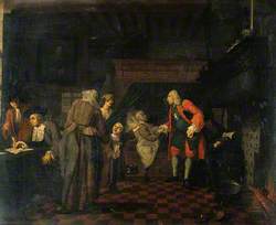 Interior with a Medical Practitioner Attending to a Sick Man in the Presence of Other Figures