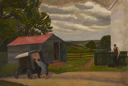 Farm Scene with Couple Delivering Goods