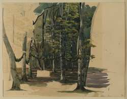 Wood with Garlanded Trees and Figures