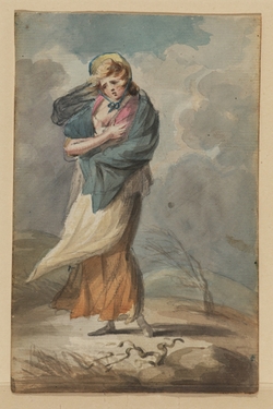 Young Woman and Her Child in a Storm
