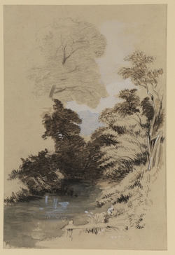 Landscape with a Stream between Wooded Banks