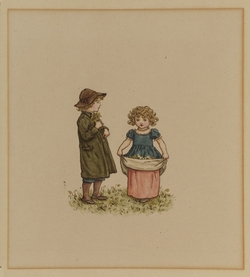 Two Children Gathering Flowers