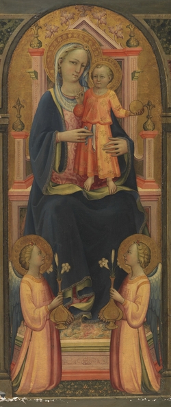 Virgin and Child Enthroned, with Two Angels