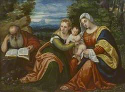 Virgin and Child with Saint Catherine (?) and Saint Jerome in a Landscape