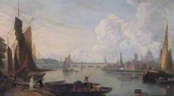 Waterloo Bridge and the Thames from Westminster Landing Stage, London