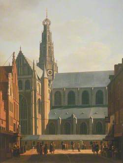The Smedestraat with a View of the Grote Markt and St Bavo's Church, Haarlem, Holland