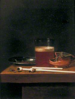 Still Life with a Glass of Beer, a Brazier and Clay Pipes