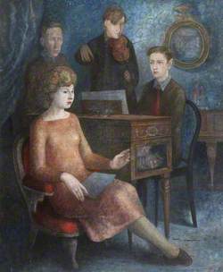 Portrait of a Woman, Man and Two Boys Playing Music