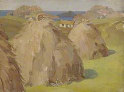 Scottish Hayricks with Sea Beyond