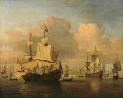 Dutch Men O'War in a Calm Sea with Numerous Other Ships