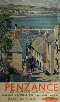 thumbnail image 2 of Vintage Penzance Cornwall GWR Railway Travel Poster – TX496 – A2/A3/A4 Reproduction 2 of 6