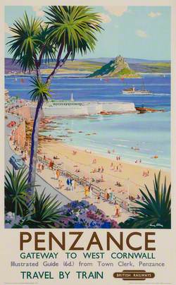 thumbnail image 2 of Vintage Penzance Cornwall GWR Railway Travel Poster – TX496 – A2/A3/A4 Reproduction 2 of 6
