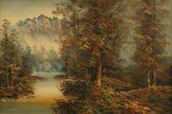 Autumn Tree and River Scene