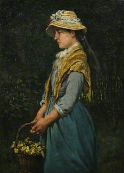Cornish Girl with Basket of Primroses