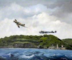 Hurricane Fighting Dornier over Dartmouth Harbour, Devon in 1940